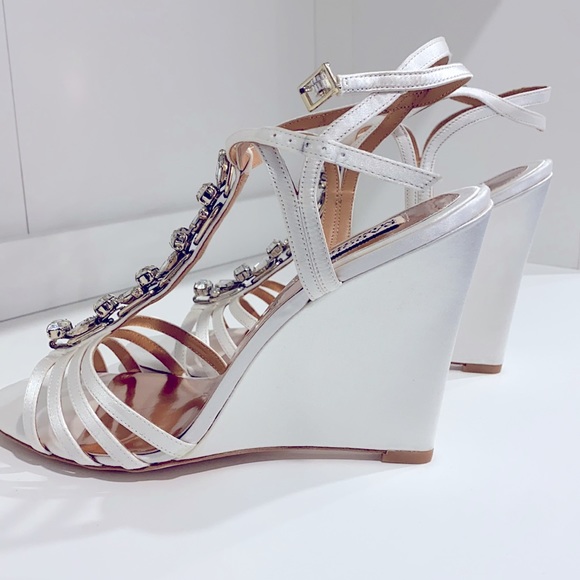 Badgley Mischka rhinestone wedge heel strap sandal - Picture 6 of 12